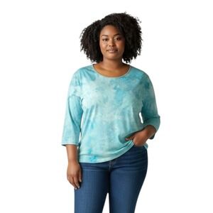 Christopher & Banks Large Top Handmade Tie Dye 3/4 Sleeve‎ Cotton Blue Boho 434